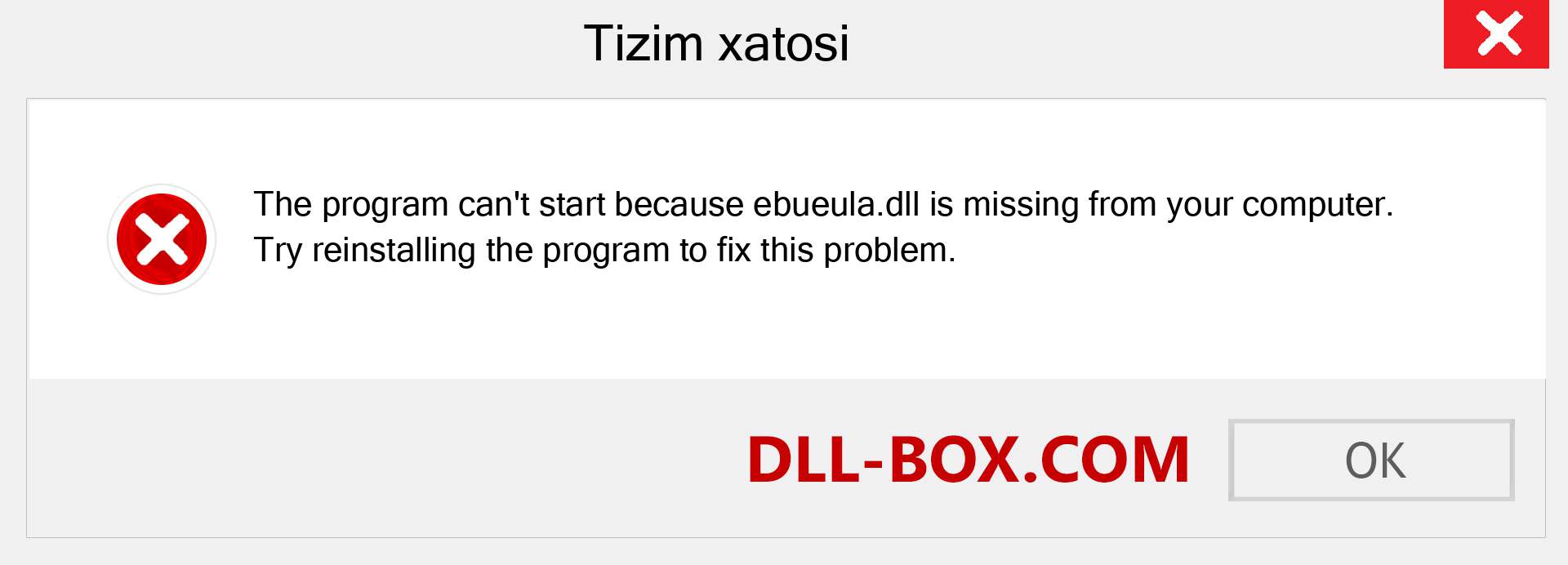 ebueula.dll fayli yo'qolganmi?. Windows 7, 8, 10 uchun yuklab olish - Windowsda ebueula dll etishmayotgan xatoni tuzating, rasmlar, rasmlar